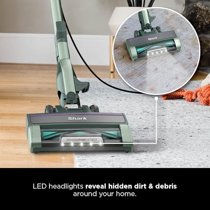 Shark Detect Ultralight Corded Stick Vacuum with Direction Detect and Self-Cleaning Brushroll Powerful Hair Pickup Ultra-Lightweight Crevice &amp Upholstery Tool Included Evergreen HZ752