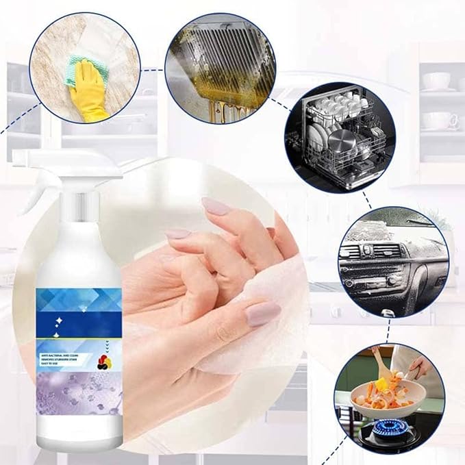LINGYUE Multi-Effect Degreasing &amp Stain Removal Agent Heavy Duty Degreaser Spray for Kitchen Oil Remover 300ml Plant-Based All-Purpose Cleaner for Oven Stove &amp Range Hood (1PCS)