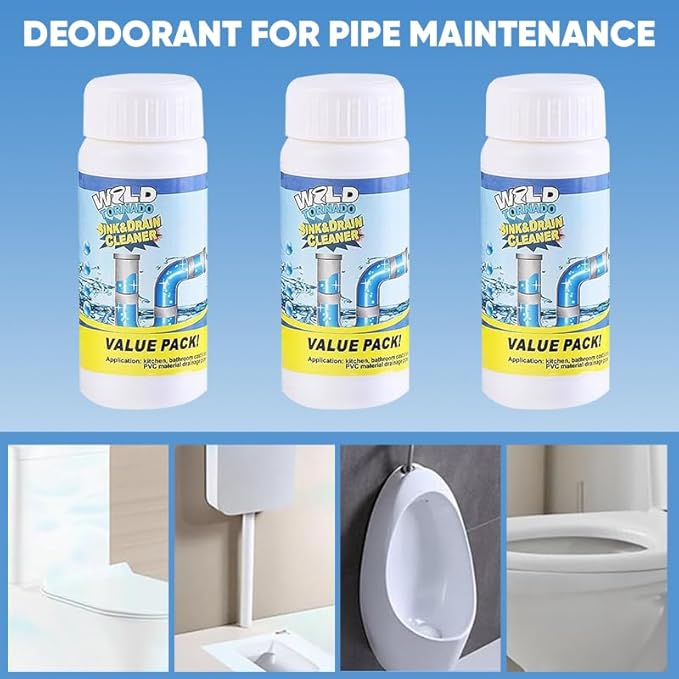Saker Powerful Sink and Drain Cleaner Powder | Rapid-Foam Fast-Acting Pipe Declogger for Kitchen Bathroom Toilet &amp Shower Drains (5 PCS)