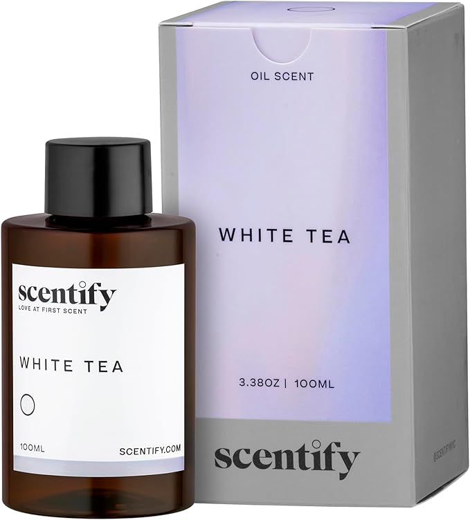 Scentify White Tea Aroma Oil Refill for Diffusers – Citrus White Tea &amp Soft Florals Amber Woods &amp Palo Santo – Luxury Aromatherapy Fragrance – 100ml / 3.38oz – New Version