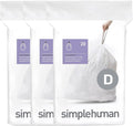 simplehuman Code D 60 Count Dispenser Pack Custom Fit Liners Drawstring Trash Bags 20 Liter / 5.3 Gallon White