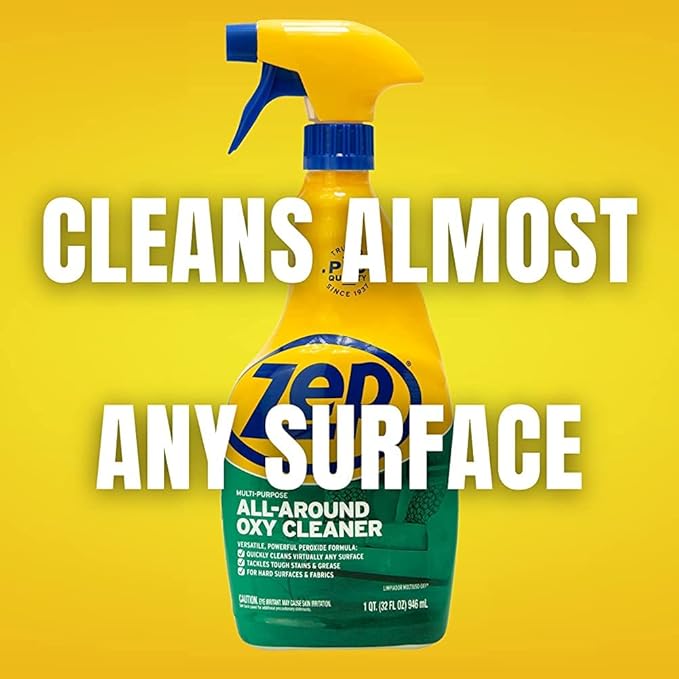 Zep Multi-Purpose All-Around Oxy Cleaner - 32 oz (Case of 12)- ZUAOCD32 - Tackle Tough Stains and Grease With A Versatile Powerful Peroxide Formula For Hard Surfaces and Fabrics