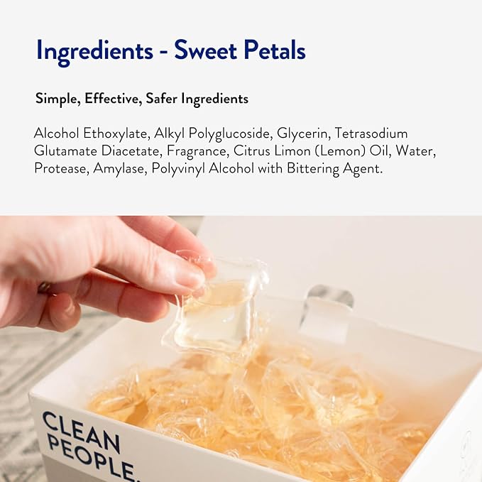 Clean People Laundry Detergent Pods - Hypoallergenic Laundry Pods - Ultra Concentrated Recyclable Packaging Stain Fighting - Sweet Petals 192 Pack