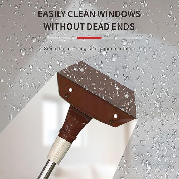 Home Cleaning Wiper Double-Side Magnetic Glass Cleaner with 360 Degree Rotation Head and Extension Pole for High-Rise Windows 5-35cm