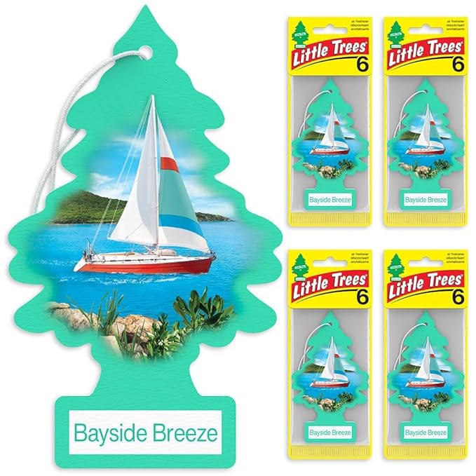 LITTLE TREES Car Air Freshener | Hanging Tree Provides Long Lasting Scent for Auto and Home | 24 Air Fresheners |Bayside Breeze