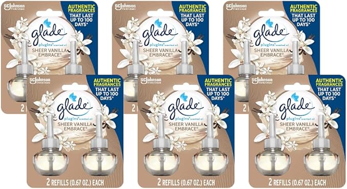 Glade Plugins Refills Sheer Vanilla Embrace 2 CT 1.34 Fl Oz (Pack of 6)
