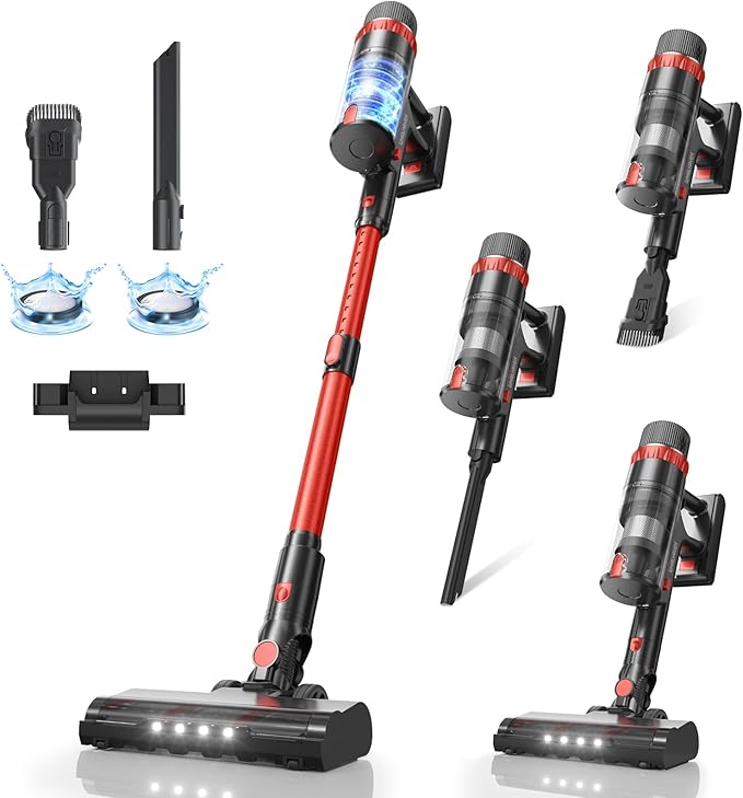 Whirlhaven Cordless Vacuum Cleaner 560W/48KPa/70Mins Vacuum Cleaners for HomeSelf-Standing Stick Vacuum with Smart Touch ScreenRechargeable Lightweight Vacuum for Pet HairCarpets Hard Floors