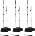 3-Pack Broom with Dustpan Combo Set Commercial Broom and Dustpan Set Dust Pan with Long Handle 51'' Large Brooms with Self-Cleaning Dust Pan Teeth for Restaurant Lobby Garage - Black