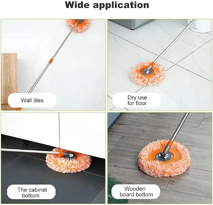 360° Rotatable Adjustable Cleaning Mop - 2022 New Extendable Wall Cleaning Mop Long Handle Microfiber Spin Mop Easy Cleaning Spin Mop Head Replacement Ceiling Window (with 6 Mop Heads)