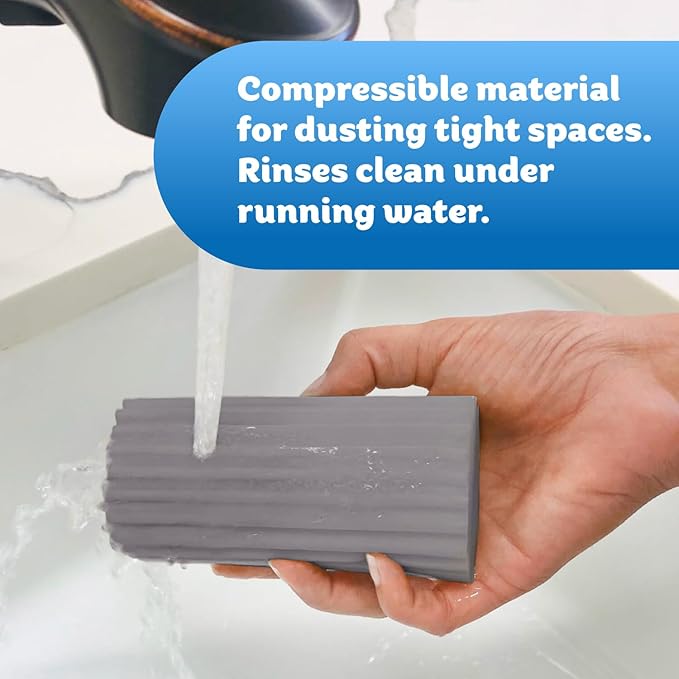 Scrub Daddy Damp Duster Dusting Sponges (8 Count) - Dust Remover for Household Cleaning - Duster for Vents Railings &amp Blinds - Reusable Baseboard Cleaner