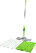 CleanAide Microfiber Hardwood Floor Mop – Flat Wet and Dry Flip System for Mopping Dusting Cleaning – for Laminate Tile Vinyl Wood Flooring – Adjustable Extension Handle + 2 Reusable Pads