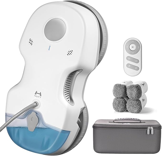 HUTT S7 Window Cleaning Robot 6500Pa Suction 3D Floating Chassis HydroJet Water Spray 80ml Tank Multiple Safety Systems SLAM 4.0 Navigation 8 x Cloths All-in-One Storage Box