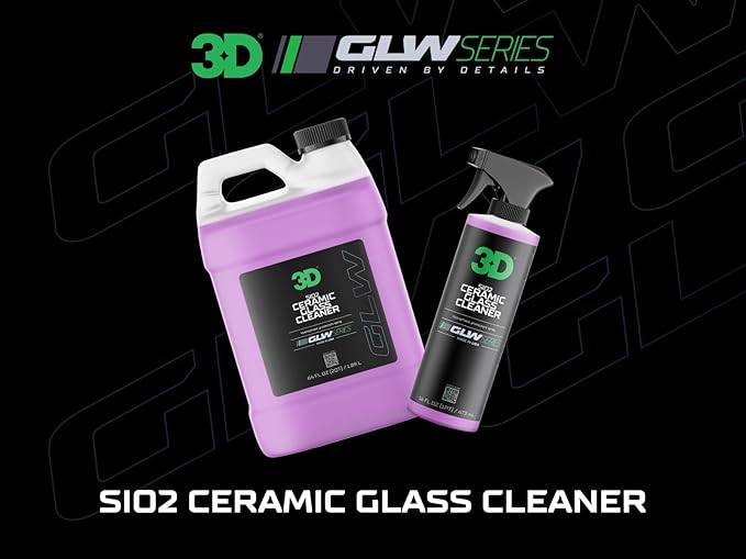 3D SiO2 Ceramic Glass Cleaner Ceramic Detailer – Hydrophobic Protection for Glass &amp Paint with Hyper Gloss Finish – GLW Series (16 oz Each)