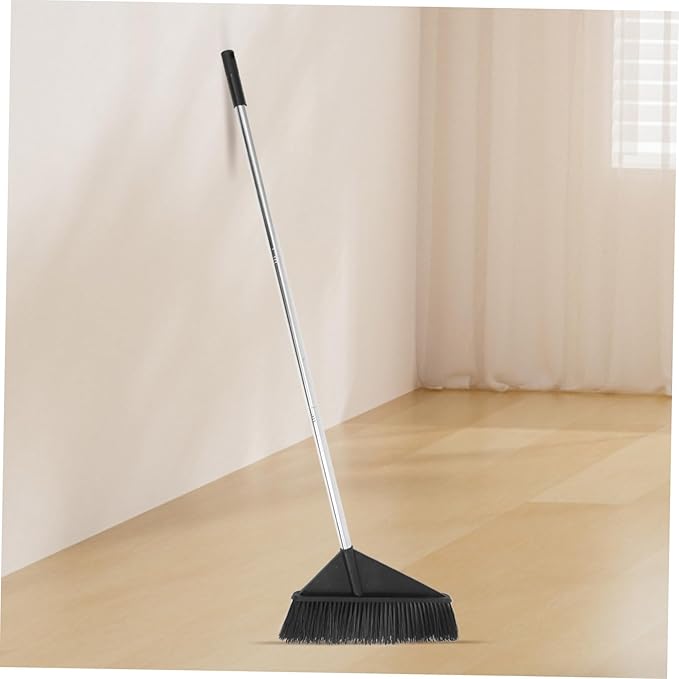 Baluue Stiff Bristle Broom for Home and Office Black Indoor Outdoor Sweeper Broom Long Handle Floor Cleaning Supplies