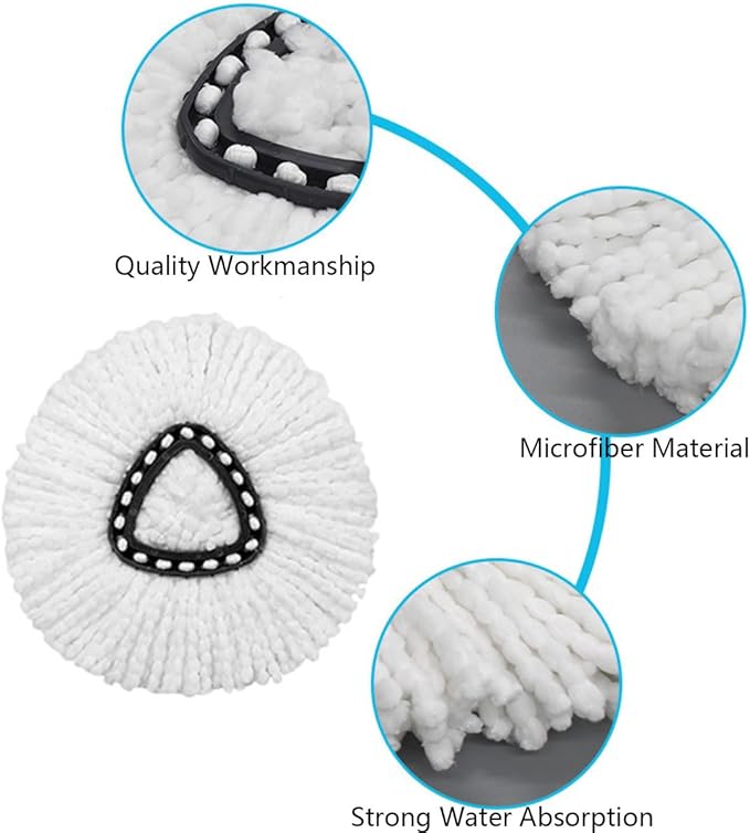 8-Pack Reusable Mop Head Replacement for O Cedar Easywring 1-Tank System Microfiber Spin Mop Refills Compatible with Vileda 2-in-1 Turbo Triangle
