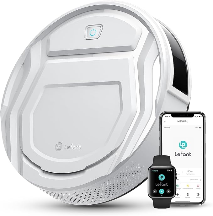 Lefant M210 Pro Robot Vacuum with 2200 Pa Powerful Suction 6 Cleaning Modes 120 Mins Runtime Quiet Self-Charging Voice Control Ideal for Pet Hair and Hard Floor White