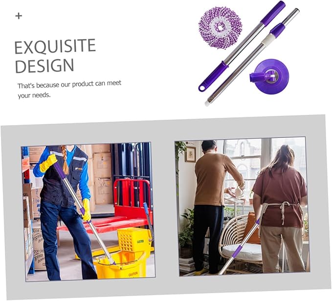Ciieeo Heavy Duty Telescopic Stainless Steel Mop Detachable Handle Sturdy Household Cleaning Mop for Hardwood and Tile Floors Adjustable Length for Easy Use