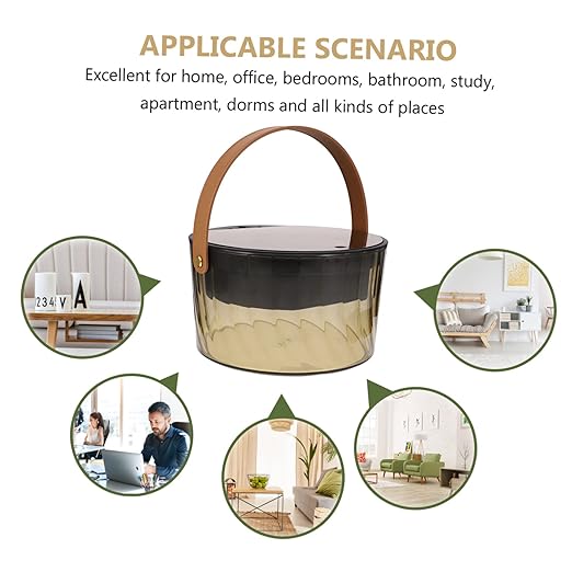 PRETYZOOM Press Type Garbage Can Small Waste Basket Plastic Trash Can Lid Compressible for Bedroom Handheld Trash Bin