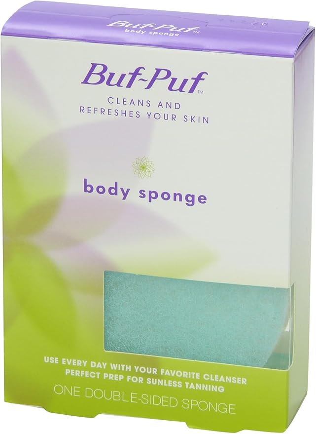 Buf-Puf Body Sponge Bath Sponge Dermatologist Developed Cleanses Skin of Dirt and Excess Oil Reusable Exfoliating 4 Count