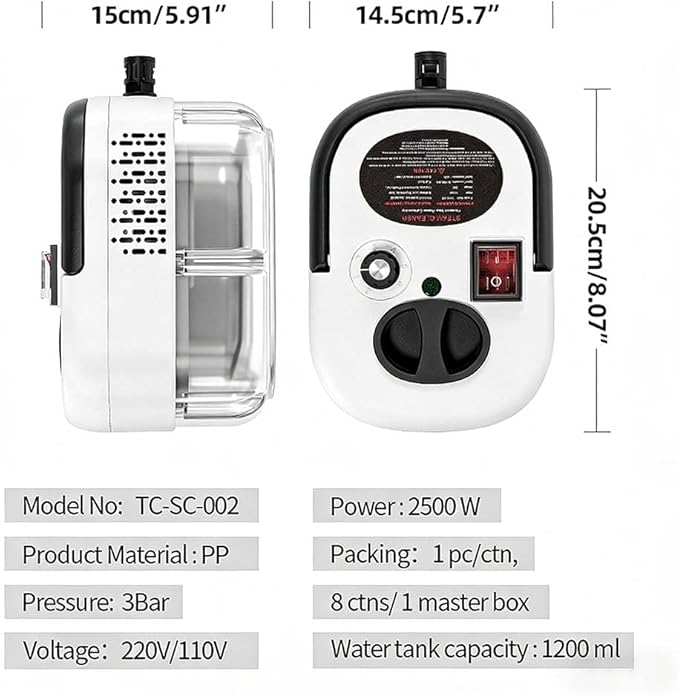 2500W Handheld Steam Cleaner High Pressure Steam Cleaner for Car &amp Home Portable Steam Cleaner for Walls Tile Grout &amp Furniture 6-Level Control with 40.6oz Tank