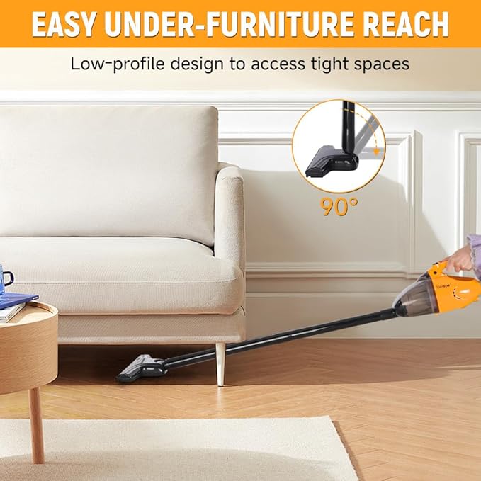 Hoteche Corded Stick Vacuum Cleaner 15KPa Suction Power 0.8L Dirt Capacity High-Efficiency Electric Broom for Home &amp Office Cleaning