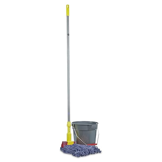 Amazon Basics Loop-End Synthetic Mop Head 5-Inch Headband Large Machine Washable Blue 6-Pack