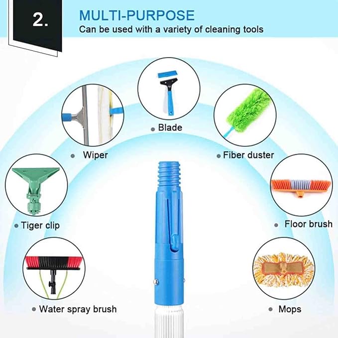 Foot Window Cleaning Pole Water Hose Fed Pole Window Cleaning Brush Equipment Water Fed Cleaning Photovoltaic and Solar Panels50cm Brush Head9m/29.5FT