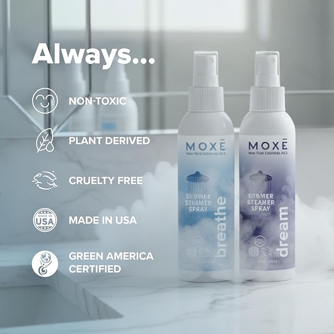 MOXE Shower Steamer Spray Essential Oils Natural Sleep Aromatherapy Made in USA (Breathe &amp Dream 4 Ounces 2 Pack)