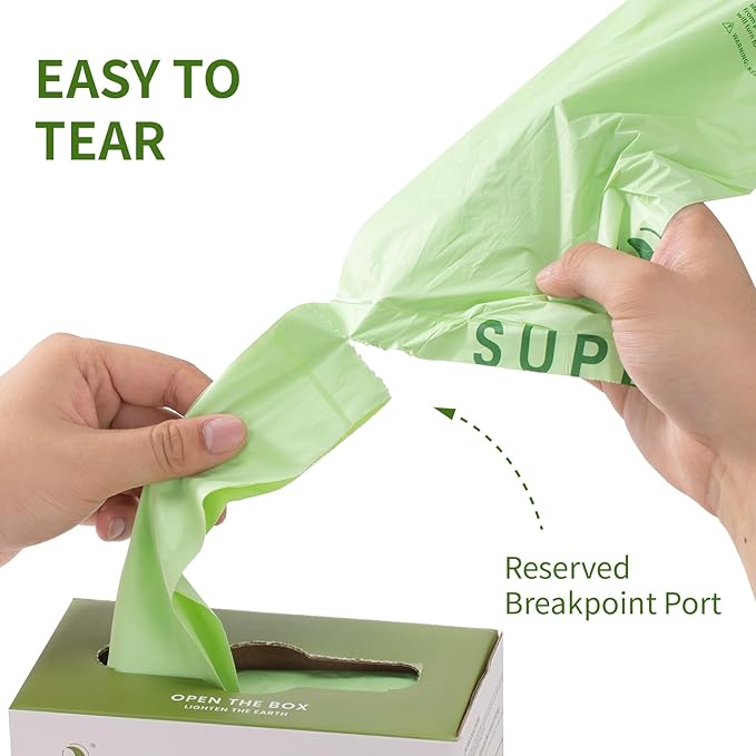 SUPERBIO 13 Gallon Flat Top Compostable Food Waste Bags 50 Count 2 Pack 49.2L 0.87 Mil ASTM D6400 BPI and OK compost INDUSTRIAL