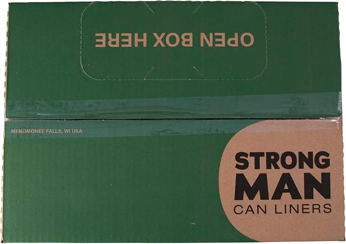 Strongman 60 gallon Black Trash Bags Medium Duty Tall Kitchen Bags Liners Contractor Bags Black Trash Can Liners Lawn and Leaf Large Garbage Bags SM385820 33 Mic. 100 Count