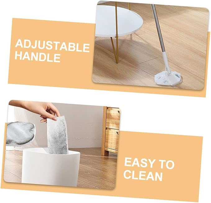 Dust Mop for Hardwood Floors with Rotating Triangular Head Washable Dry Mop and Replacement Face Towel Household Floor Cleaning Kit for Corner and Wall Use