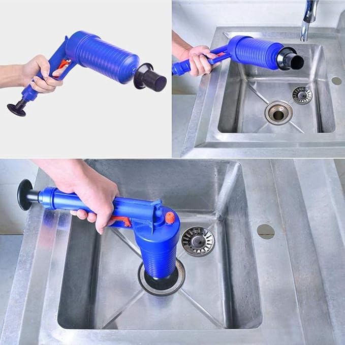 Hrpa Toilet PlungerAir Power Drain BlasterPressure Pump CleanerHigh Pressure Plunger Opener Cleaner Pump for Bath ToiletsShowerBathroomSinkBathtubKitchen Clogged Pipe