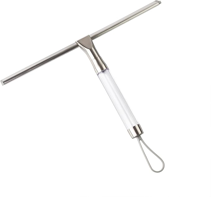 Zadro 12 Inch Wide Large Silicone Big Squeegee for Windows Bathroom Shower Squeegee for Car Wash Large Hanging Hook &amp Wall Mount Bracket (Clear 12 in.)