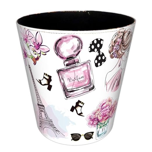 10L/2.64 Gallon PU Leather Trash Can Decorative Wastebasket Waterproof Paper Basket Garbage Bin for Home Office Bathroom Living Room