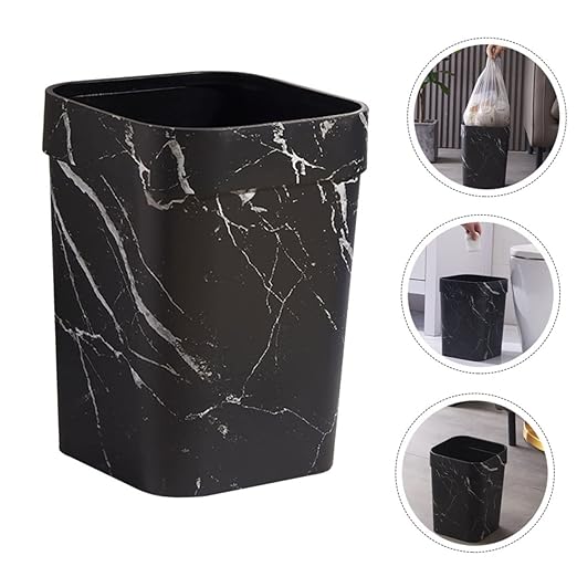 Angoily Square Waste Basket Marble Texture Capacity Plastic Garbage Container for Home Kitchen Bathroom and Office Decor