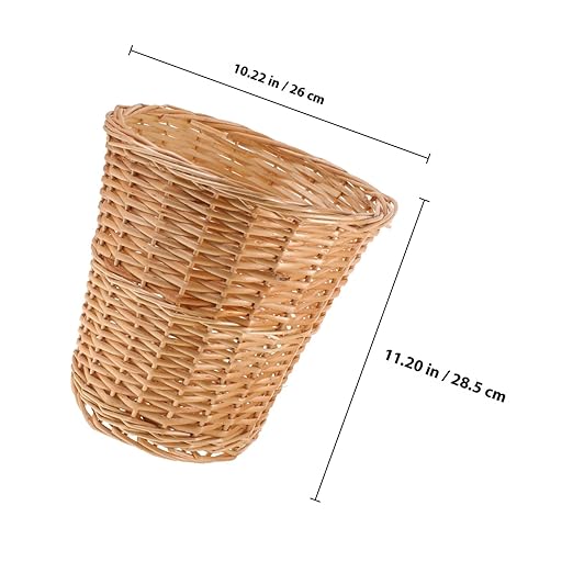 BESPORTBLE Wicker Wastebasket Woven Trash Basket Natural Rattan Material Bathroom Office Home Storage Decorative Waste Bin