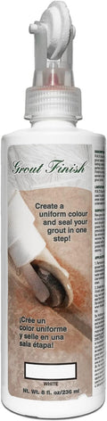 Kit - The Professional's Choice - Color and Seal Grout - Prevents Stains and Creates Easy to Clean Grout - 8oz Bottle Wheel applicator Brush applicator and Scrub pad (White)