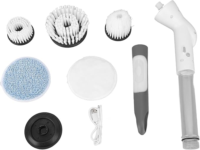 Electric Spin Scrubber Multifunctional Long Handle Power Cleaning Brush with Brush Heads for Bathtubs Tile Floors Grout Toilets