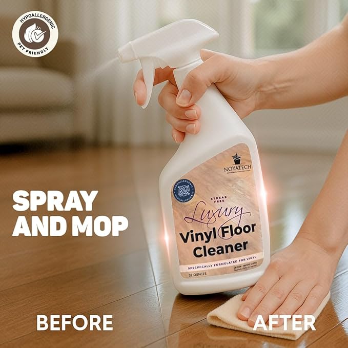 LVP Floor Cleaner. Streak-Free Luxury Vinyl Floor Cleaner. For Hardwood Laminate and Natural Wood Flooring. Pet Safe Non-Toxic Eco-Friendly.