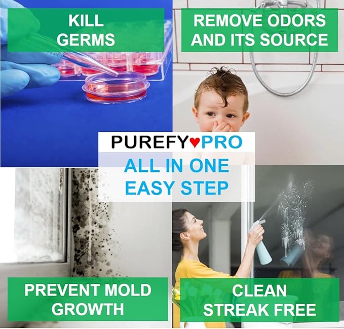 Purefypro Disinfectant (68oz 2pk) - Kills 99.9999% Viruses HIV Monkeypox Hepatitis Norovirus VRE MRSA No Rinse No Residue. Suitable for All Surfaces