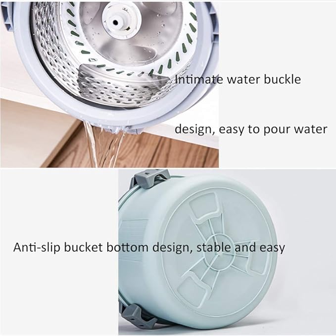 Upgraded Stainless Steel Deluxe 360 Spin Mop &amp Bucket Floor Cleaning System Included Handle with 2 Microfiber Heads