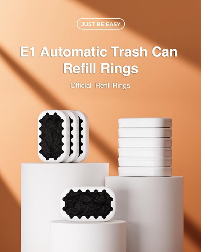 E1 Automatic Trash Can Refill RingsOfficial Self Changing Garbage Bag for E1 Touchless Sensor Smart Trash Can 6Pack - 150 Count (6 Months Supply)