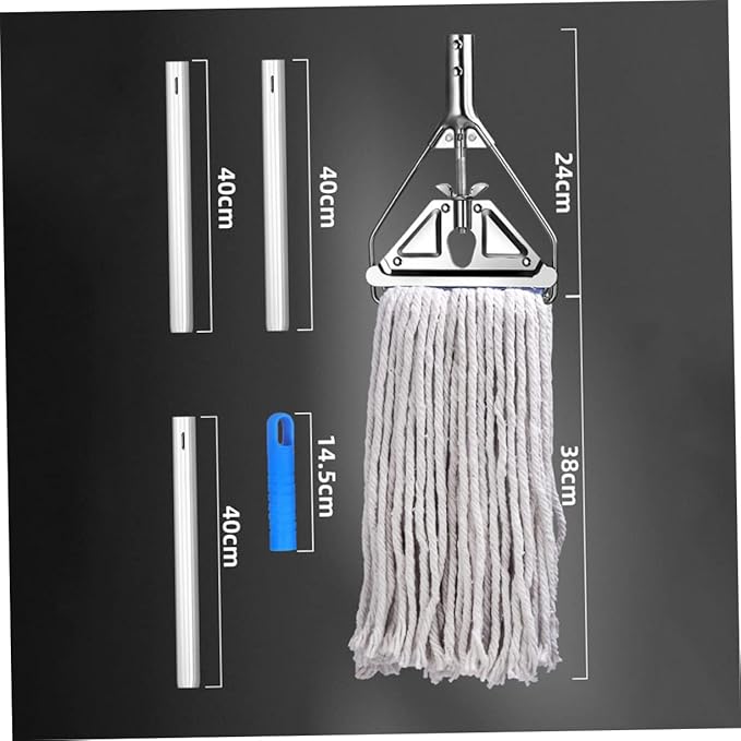 Cotton Floor Cleaning Mop with Long Handle Absorbent Wet Dry Mop for Home Durable Wear Resistant for Hardwood Tile Floors Comfortable Grip
