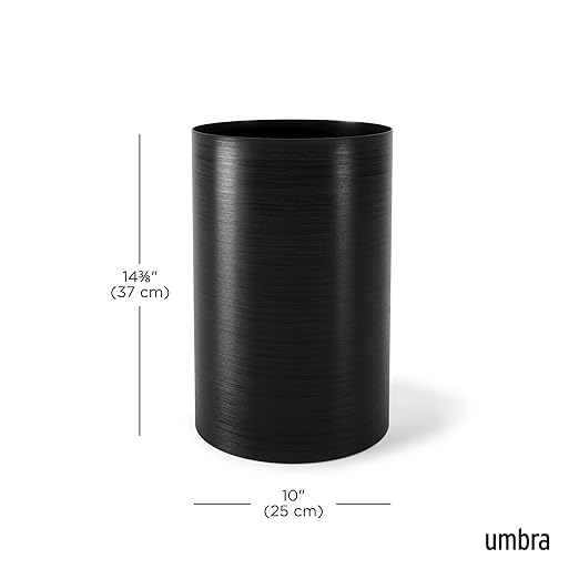 Umbra Metalla Trash Can Waste Basket Plastic 4.5 Gallon (17L) Bin Black