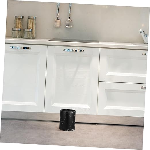Healifty Marble Pattern Trash Can Lidless Wastebasket for Home Office and Bathroom Modern Decorative Garbage Can Stylish Organizing for Spaces