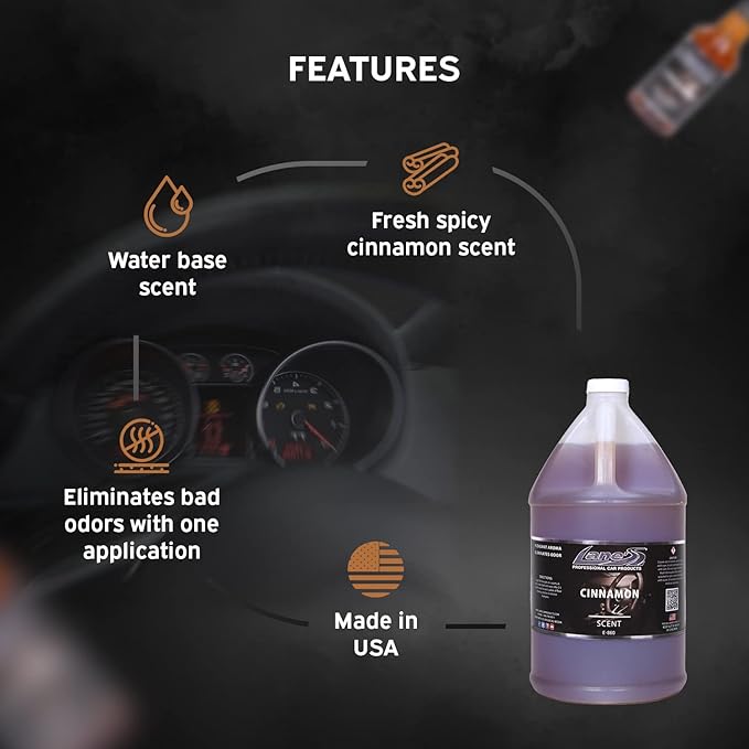 Lane's Premium Car Air Fresheners - Cinnamon Scent Water Based - 128oz Eliminate Bad Odors of Pet &amp Food From Car Interior Leather Carpet Upholstery Great For Cars Trucks SUVs RVs &amp More