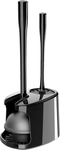 MR.SIGA Toilet Plunger and Bowl Brush with Holder Heavy Duty Toilet Brush and Plunger Set for Bathroom Cleaning Black 1 Set