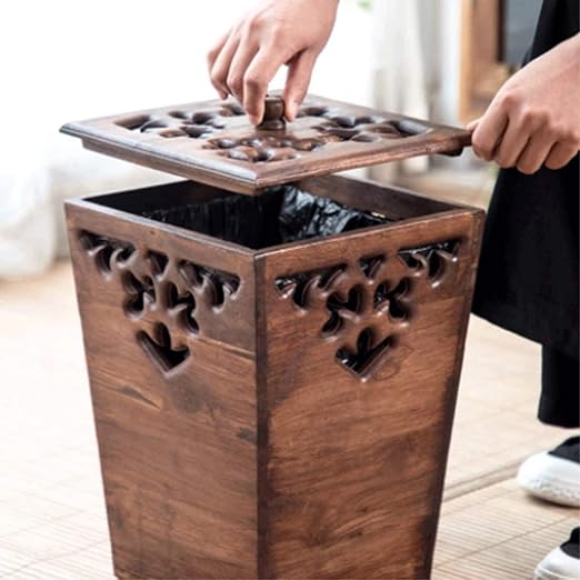 Trash Can Garbage Bin Wood Trash Can Wastebasket Garbage Container Bin for Bathrooms Powder Rooms Home Offices Waste Bins (Color : C Size : 23 * 30cm)