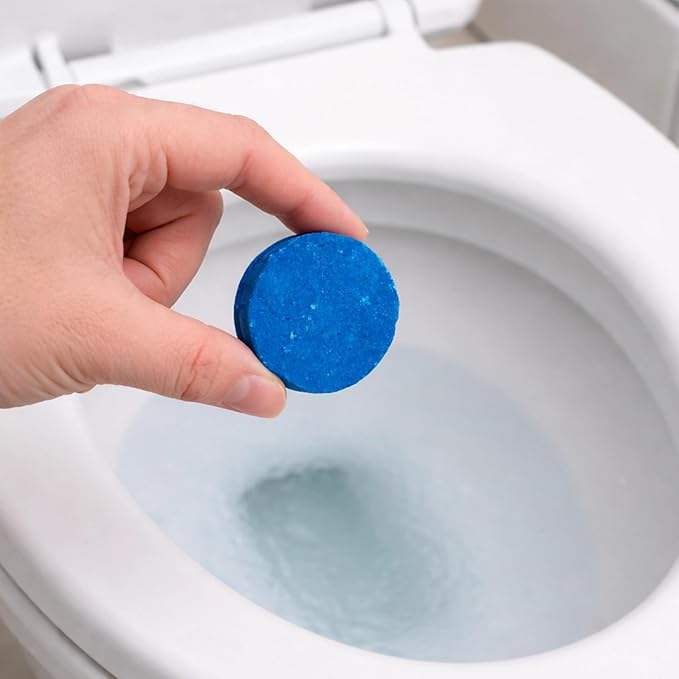 15 Pcs Toilet Bowl Cleaner Tablets Blue Automatic Odor Control Long-Lasting Individually Wrapped Bathroom Hygiene