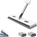 Wall Mop Cleaner with Long Handle Large Flat MopEasy Squeeze Automatic Self-Wringing Flat with 6 Reusable Microfiber Pads Dry and Wet 12027(White)